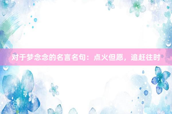 对于梦念念的名言名句：点火但愿，追赶往时